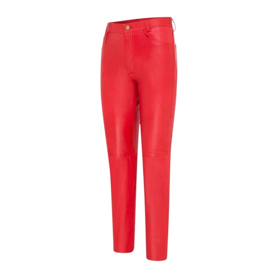 Dames Red Lamb Leather 501 Biker Jeans - Sogndal - Image 3