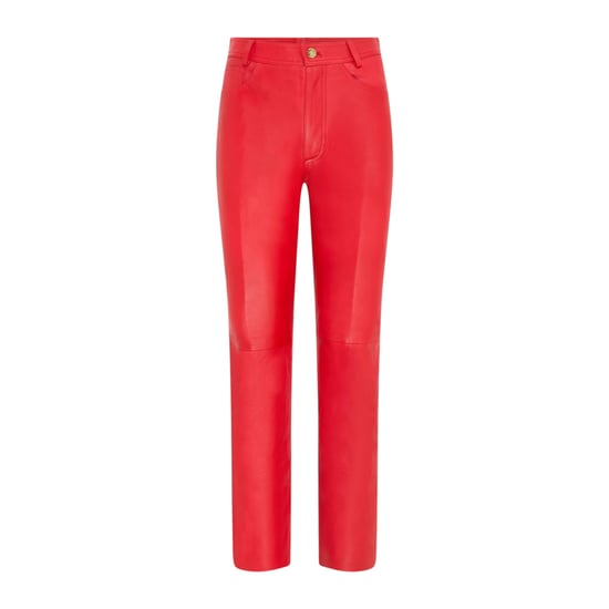 Dames Red Lamb Leather 501 Biker Jeans - Ankara - Image 1