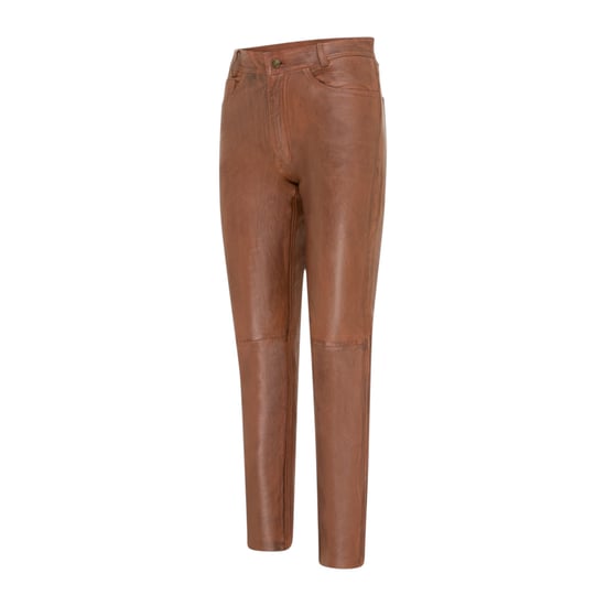Womens Tan Lamb Leather 501 Biker Jeans - Sogndal - Image 3