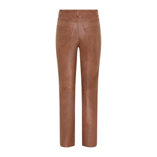 Womens Tan Lamb Leather 501 Biker Jeans - Sogndal - Image 4
