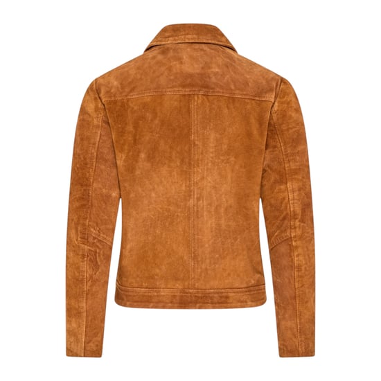 Damer beige mocka-bomberjacka – Varsity - Image 4
