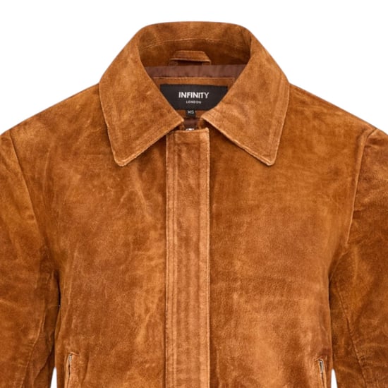 Damer beige mocka-bomberjacka – Varsity - Image 5