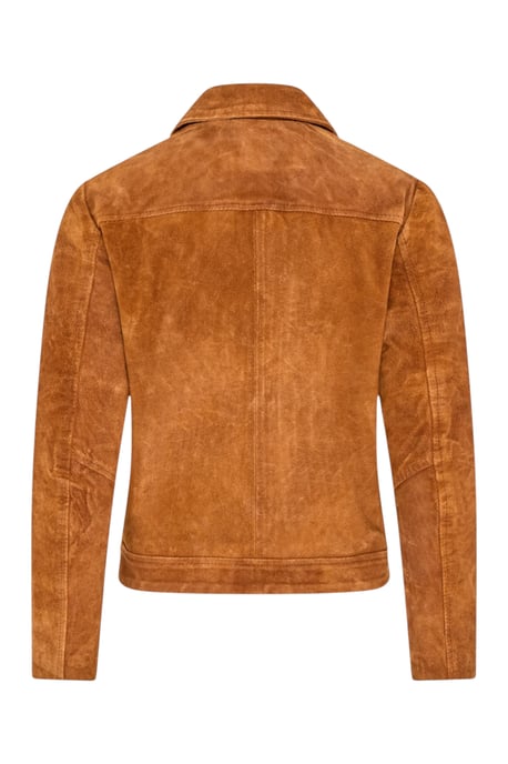 Women’s Tan Suede Leather Bomber Blouson Varsity Jacket - Stella - Image 5