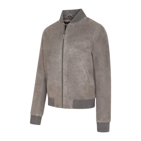 Mannen Grey Goat Suede MA-1 Bomber Jack-Auckland - Image 3