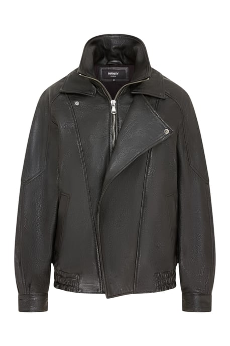 Heren Black Lamb Leather Biker Bomber Blouson Jas - Passage - Image 2