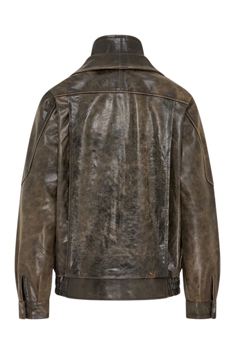 Heren Bruine Cow Leather Biker Blouson Jas - Bomber - Image 5