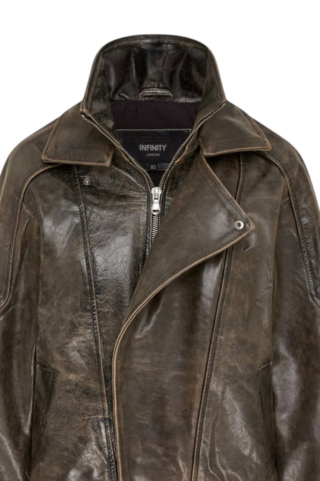 Heren Bruine Cow Leather Biker Blouson Jas - Bomber - Image 6