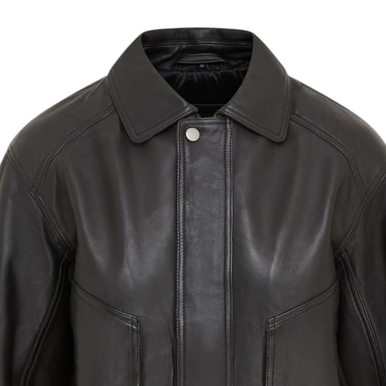 Dames zwarte leren Biker Blouson Bomber Oversized Jas - Sibiu - Image 4