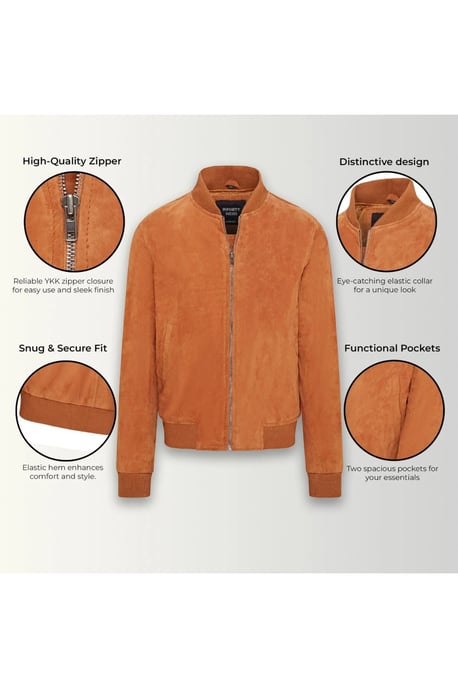 Mens Tan Goat Suede MA-1 Bomber Jack-North - Image 4