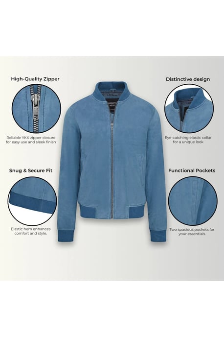 Mannen Blue Goat Suede MA-1 Bomberjack-North - Image 4
