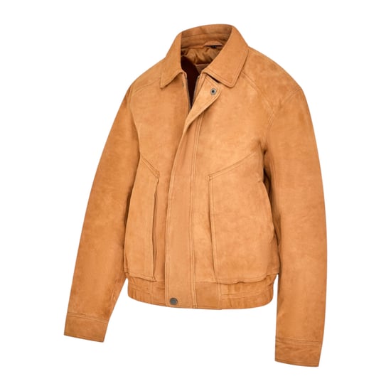 Dames beige leren Biker Bomber Oversized Jas - Blouson - Image 3