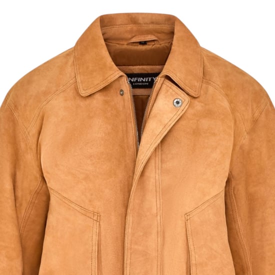 Dames beige leren Biker Bomber Oversized Jas - Blouson - Image 5