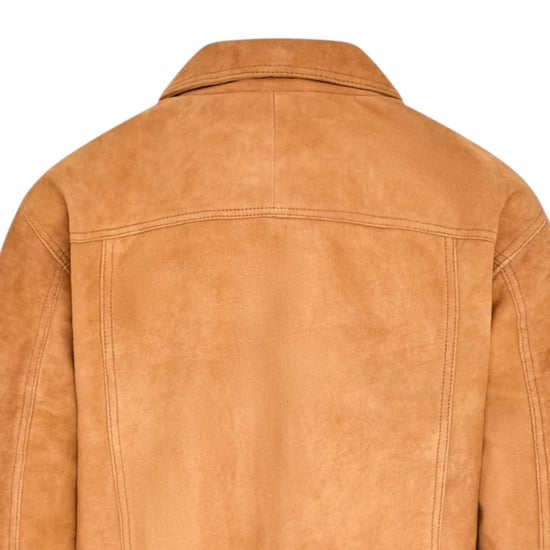 Dames beige leren Biker Bomber Oversized Jas - Blouson - Image 6