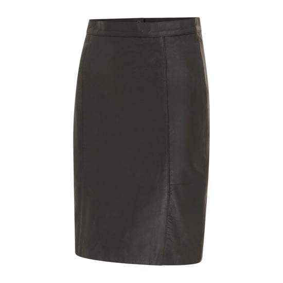 Women's Black Leather Biker Pencil Long Midi Skirt - Avery - Image 2