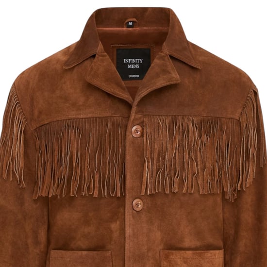 Herrarnas retro beige cowboymocka läderfransjacka - Western - Image 5