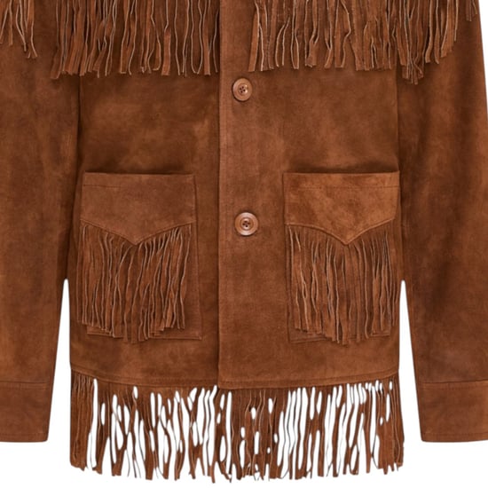 Herrarnas retro beige cowboymocka läderfransjacka - Western - Image 6