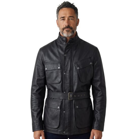 Heren Zwarte Lamsleer Safari Parka Jas - Dresden - Image 1