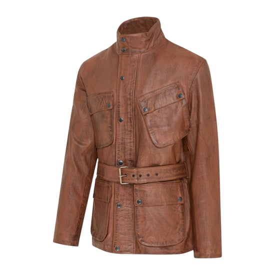 Heren Tan Lam Leather Safari Parka Jas - Dresden - Image 4