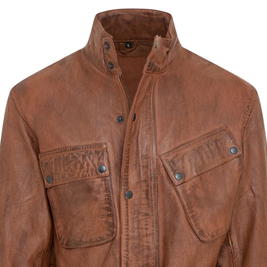 Heren Tan Lam Leather Safari Parka Jas - Dresden - Image 6