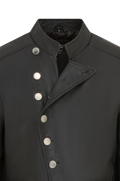Herrarnas svarta läderjacka med militär asymmetrisk jacka - Tyst - Image 6