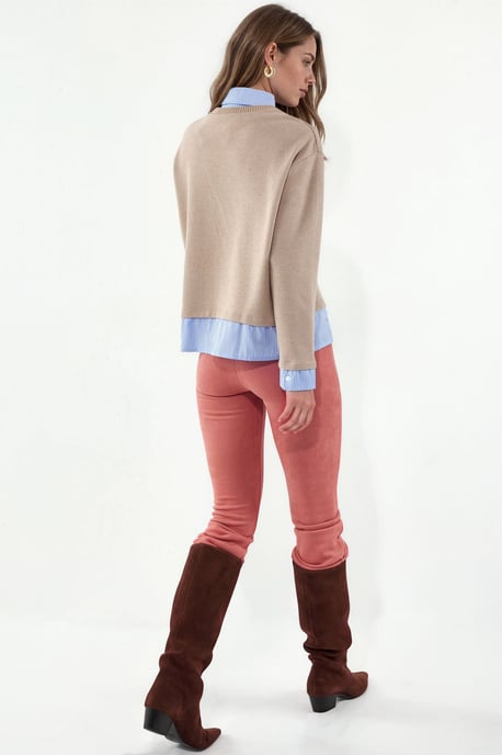 Women's Cotton-Blend Ribbed Crew Neck Sweater - Image 3