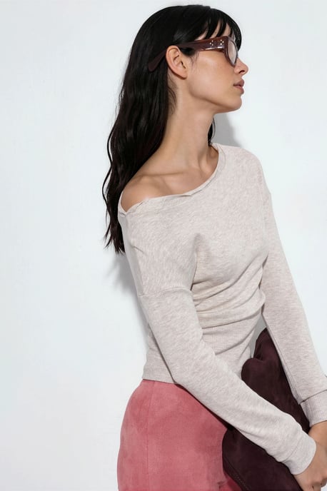 Women's Cropped Ribbed Crew Neck Sweater - Image 2