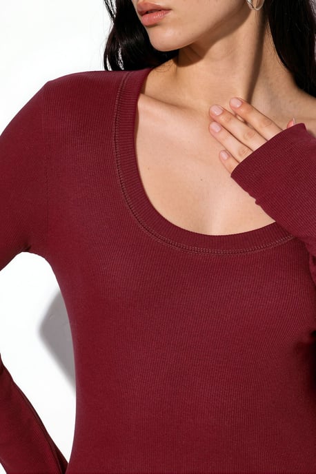 Dames Ribbel Slim-Fit Lange Mouwen Top - Image 4
