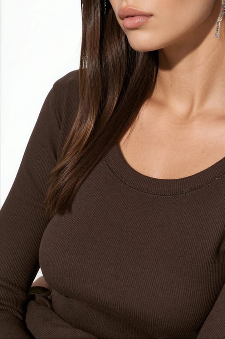 Dames Ribbel Slim-Fit Lange Mouwen Top - Image 4