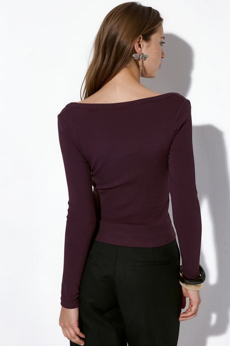 Dames Geribbelde Lange Mouw Crop Top - Image 3