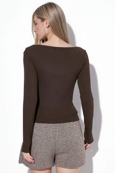 Dames Geribbelde Lange Mouw Crop Top - Image 3