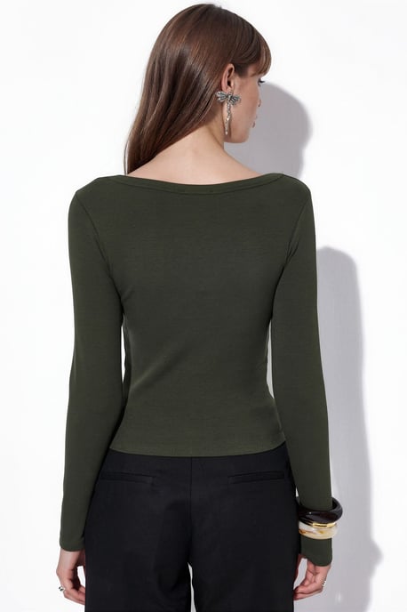 Dames Geribbelde Lange Mouw Crop Top - Image 3