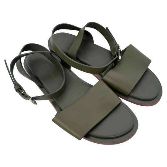 Loro Piana Ankelrem Sandaler i Olivgrön Läder - Image 5