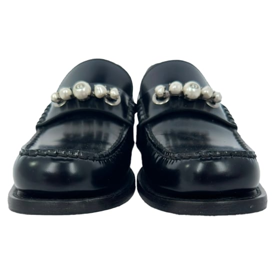 Christian Dior Pearl Embellished Loafers in Black Leather - Image 2