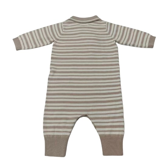 Pretty Green Baby Striped Romper (Beige/Brown) - Image 2
