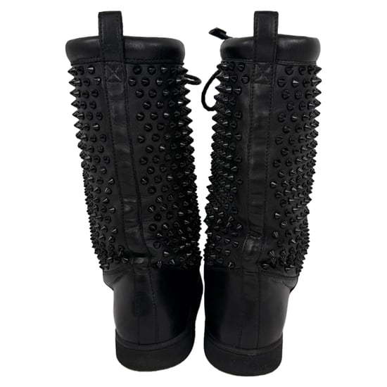 Christian Louboutin Surlapony Spiked Mid Calf Boots in Black Leather - Image 3