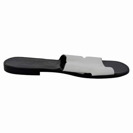 Loewe Logo Slides Flats in White Leather - Image 1