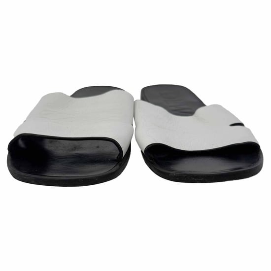 Loewe Logo Slides Flats in White Leather - Image 3