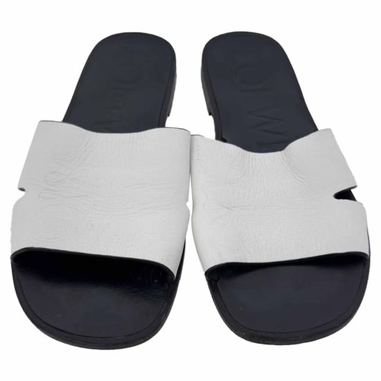 Loewe Logo Slides Flats in White Leather - Image 4