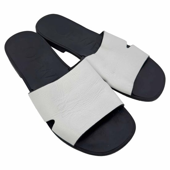 Loewe Logo Slides Flats in White Leather - Image 6
