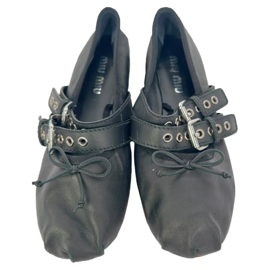 Miu Miu Buckle Accent Ballet Flats in Black Leather - Image 3