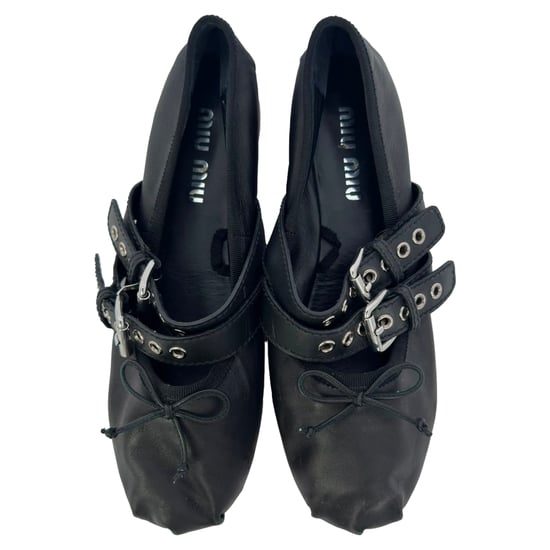 Miu Miu Buckle Accent Ballet Flats in Black Leather - Image 4