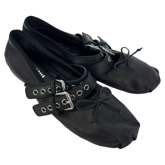 Miu Miu Buckle Accent Ballet Flats in Black Leather - Image 5