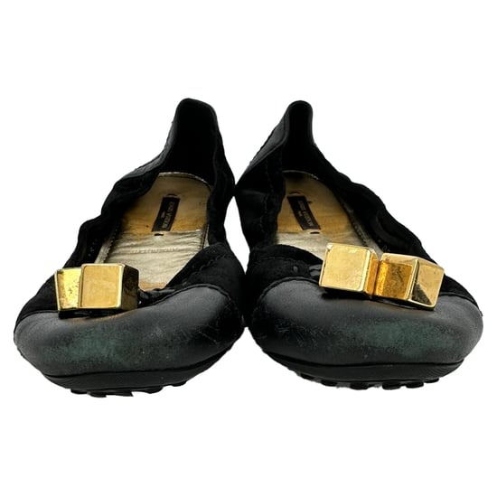 Louis Vuitton Monogram Cube Accent Ballet Flats in Black Suede - Image 2