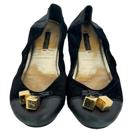 Louis Vuitton Monogram Cube Accent Ballet Flats in Black Suede - Image 3