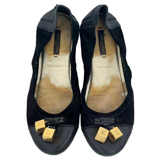 Louis Vuitton Monogram Cube Accent Ballet Flats in Black Suede - Image 4