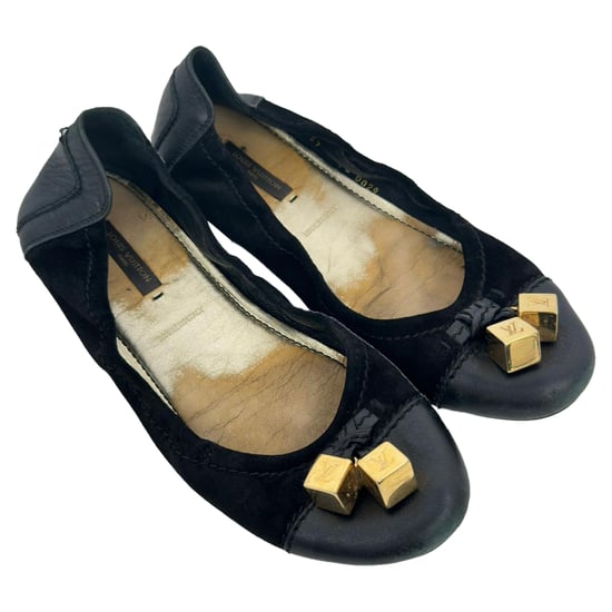Louis Vuitton Monogram Cube Accent Ballet Flats in Black Suede - Image 5