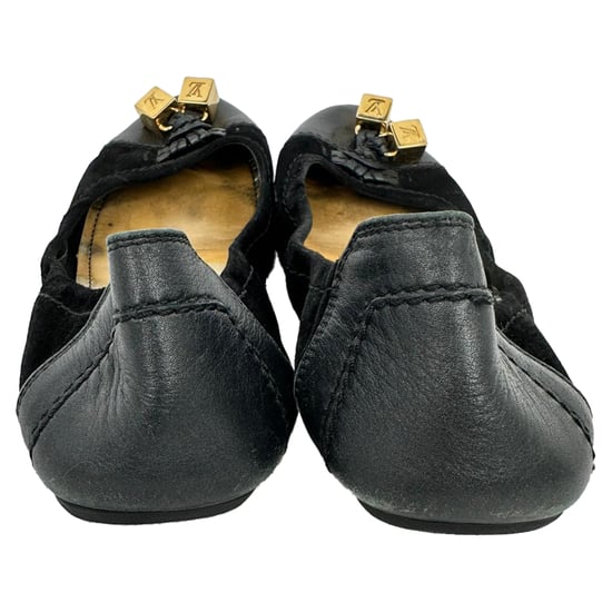 Louis Vuitton Monogram Cube Accent Ballet Flats in Black Suede - Image 6