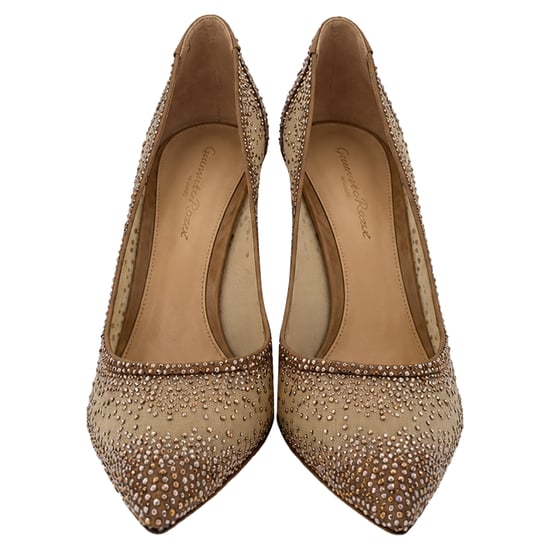 Gianvito Rossi Rania 105mm Rhinestone Pumps in Beige Polyester - Image 3