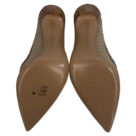 Gianvito Rossi Rania 105mm Rhinestone Pumps in Beige Polyester - Image 6