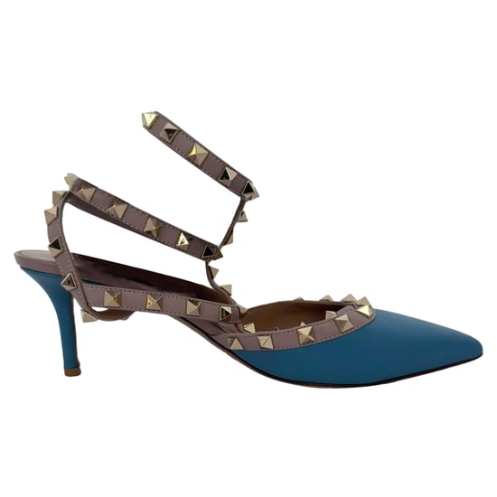 Valentino Garavani Rockstud 65 Pumps in Blue Leather - Image 1